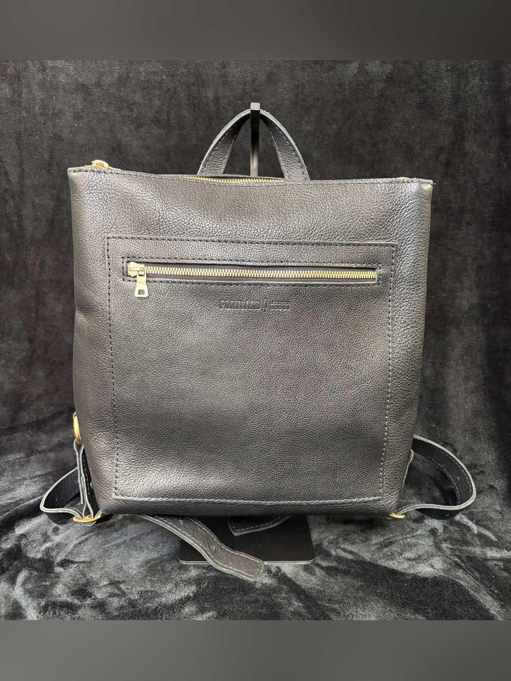 Portland Leather Goods Large Tote Backpack Black Full Grain Leather